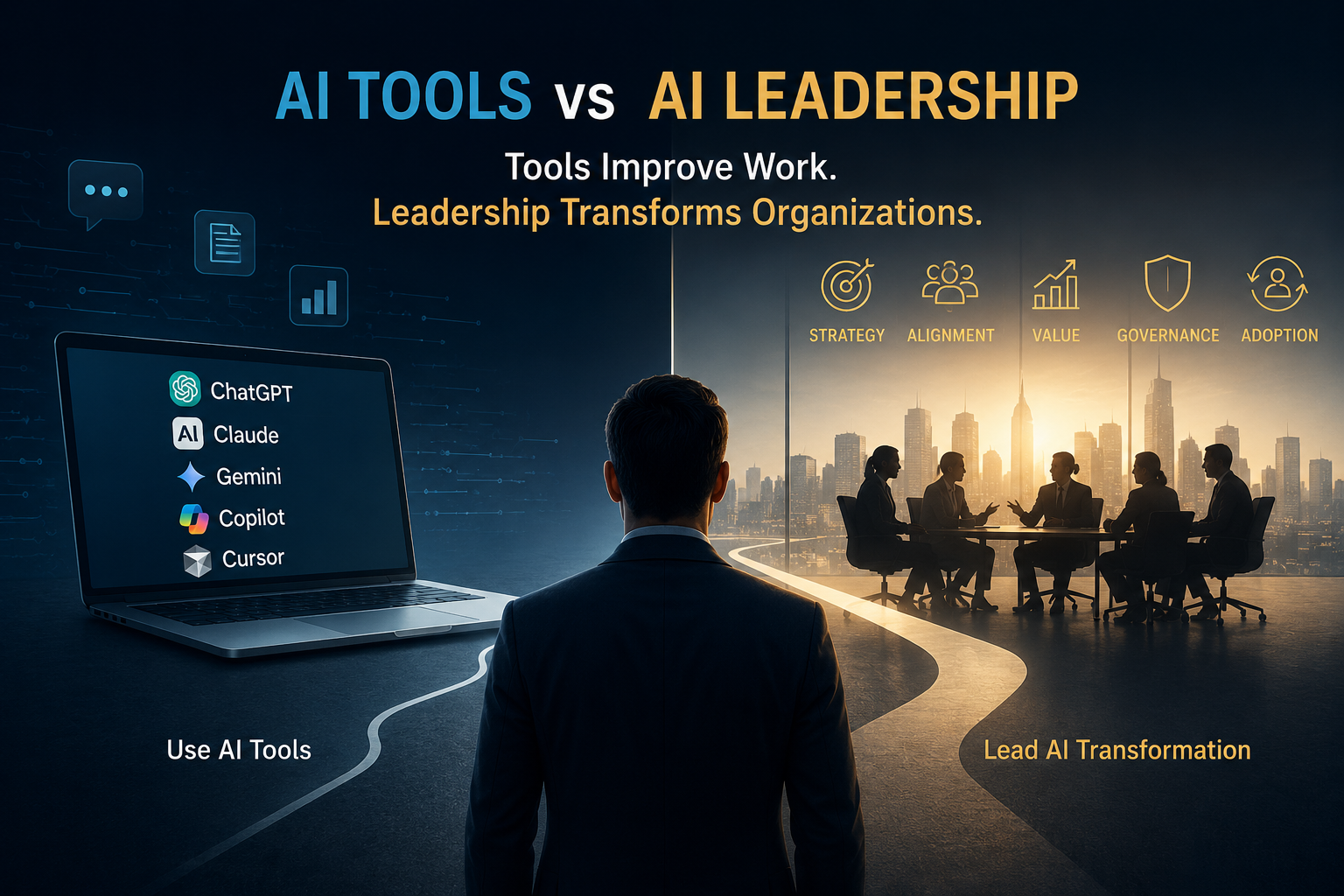 AI Tools vs AI Leadership comparison for enterprise AI transformation