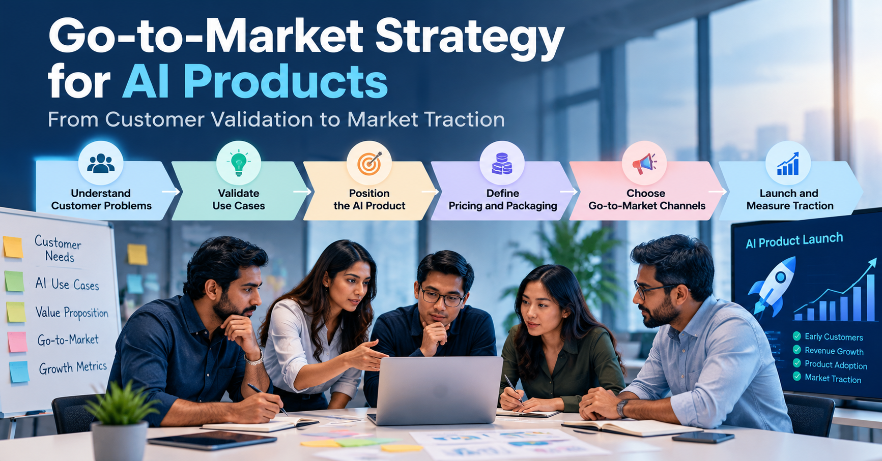 Go-to-market strategy framework for AI products from customer validation to market growth